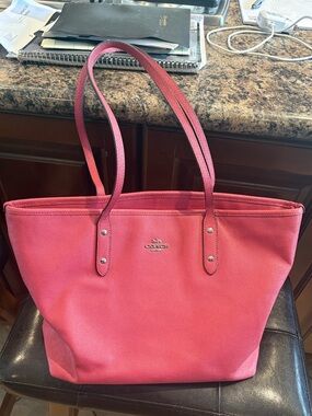 Coach Pink Leather Double-Handle Tote